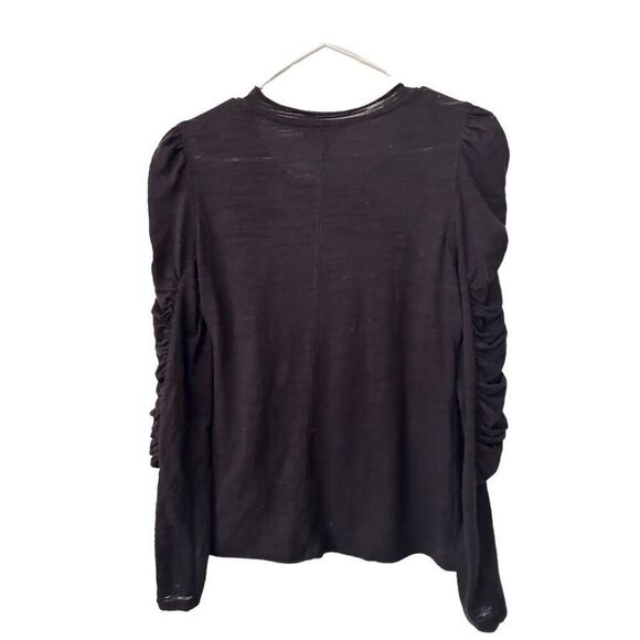 House Of Harlow 1960 Women's Ruched Long Sleeve Burnout Top Black Large - Picture 4 of 8